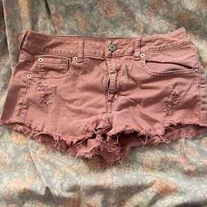 American Eagle Outfitters Pink Distressed Jean Shorts
